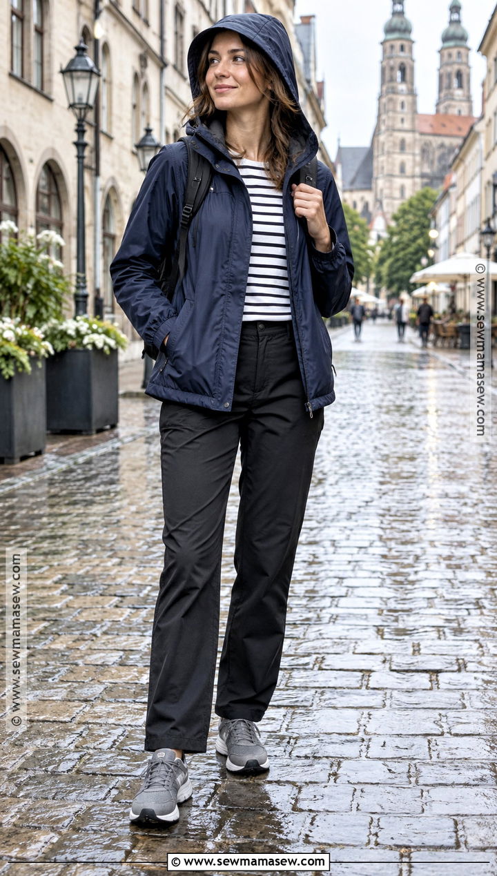 Germany September Rain Jacket and Black Pants Outfit - 15 Germany September Outfit Ideas