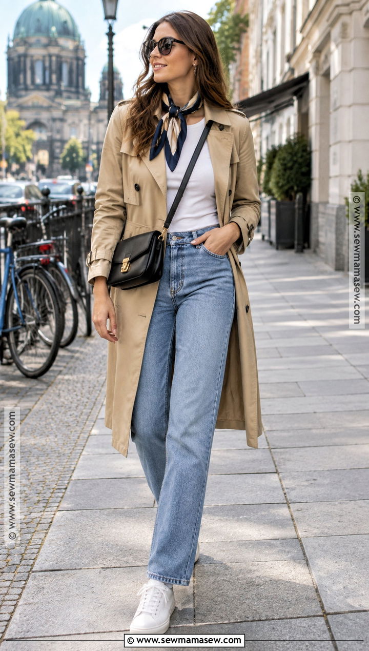 Germany September Trench Coat and Jeans Outfit - 15 Germany September Outfit Ideas
