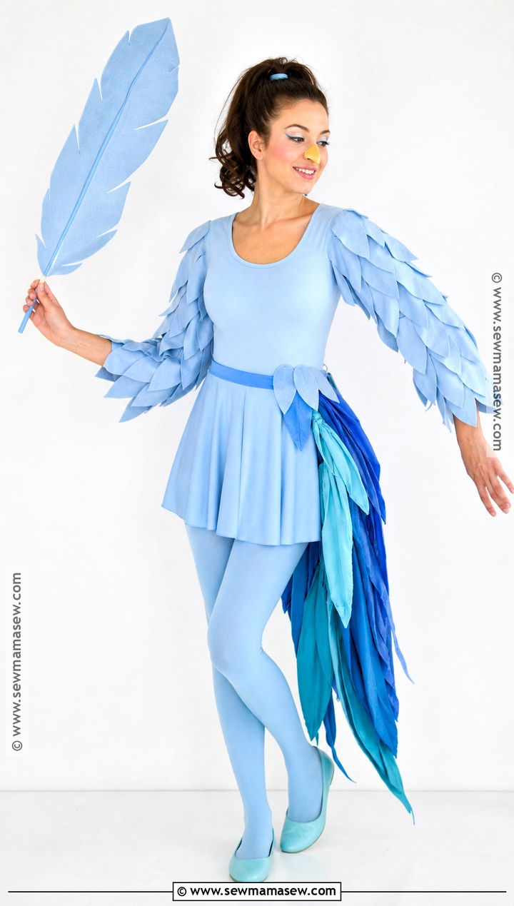 Gertrude McFuzz Costume With Blue Feather Tail - 30 dr seuss characters dress up ideas