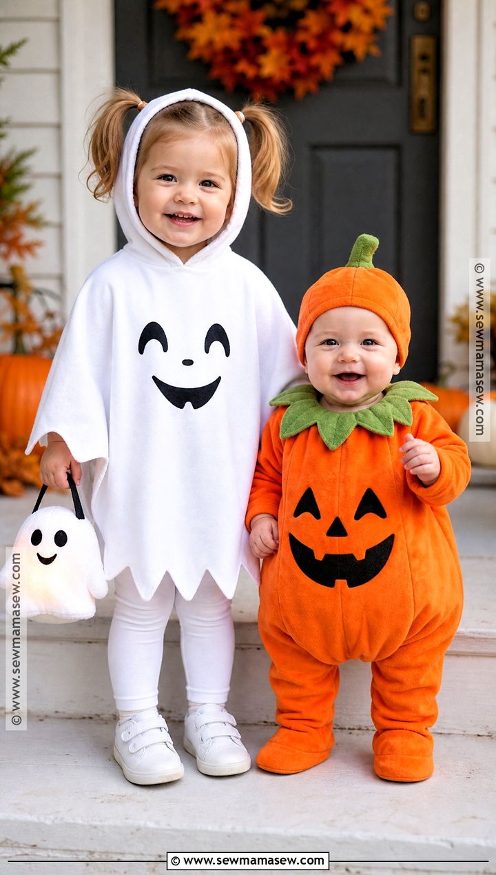 Ghost And Baby Pumpkin Sister Costumes - 30 sister halloween costumes toddler for babies