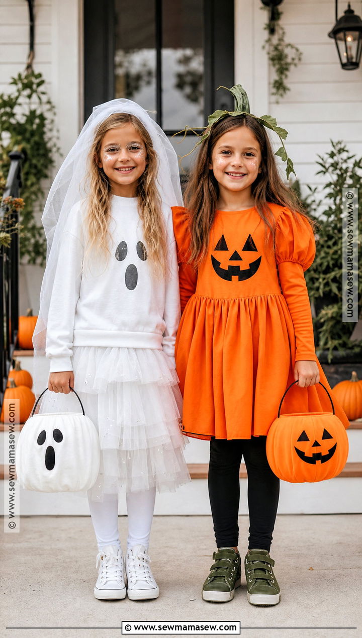Ghost And Pumpkin Costume - 30 halloween costumes for 2 for girls