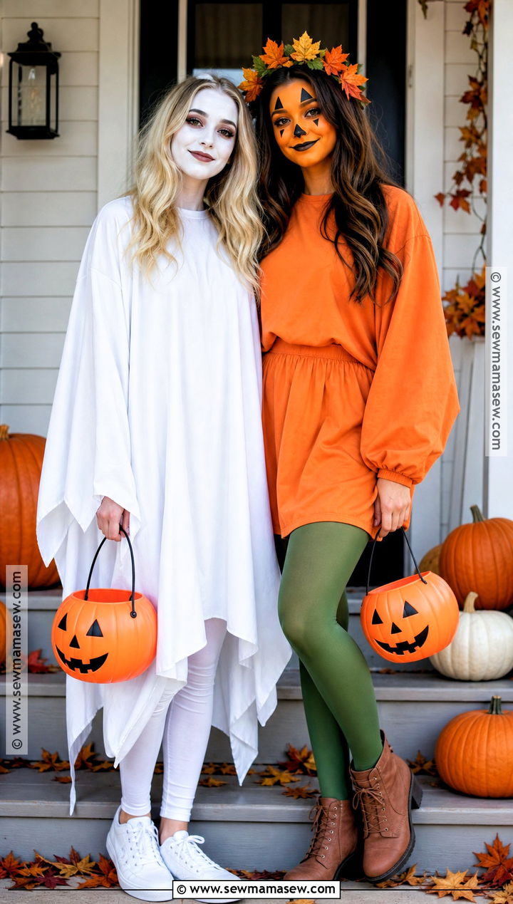 Ghost And Pumpkin Costume - 40 halloween costumes for two