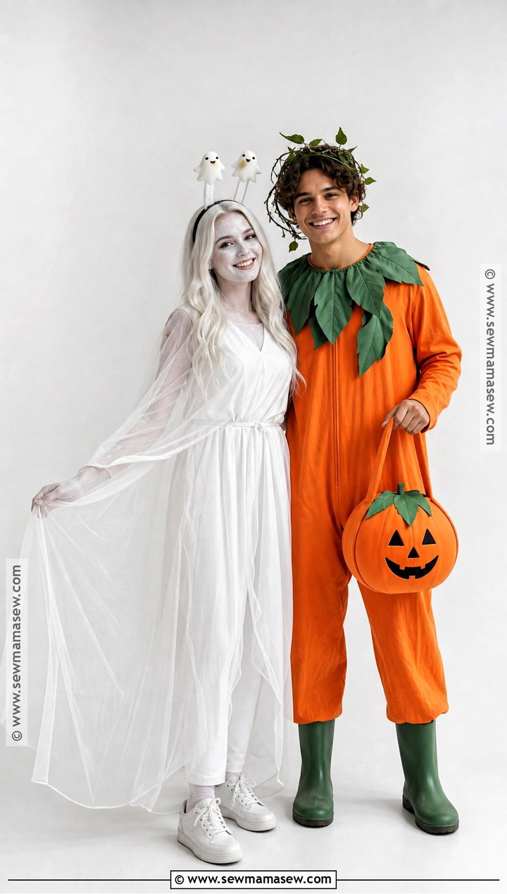 Ghost And Pumpkin Couple Costume - 35 cute couple costumes for halloween