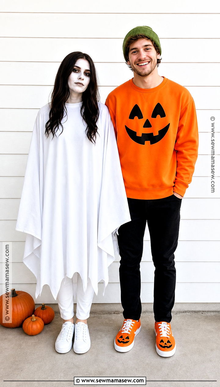 Ghost And Pumpkin Couples Costume - 40 Simple Couples Halloween Costume Ideas