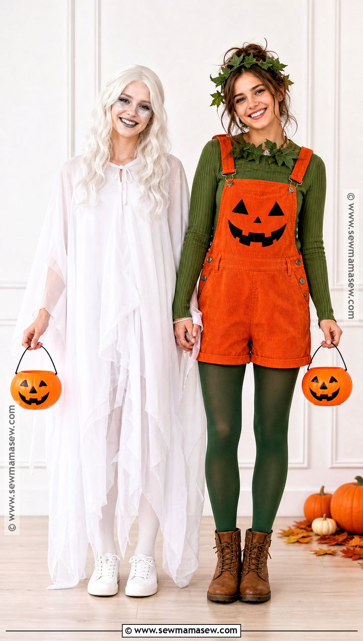 Ghost And Pumpkin Duo Costume - 30 cute halloween costumes duo