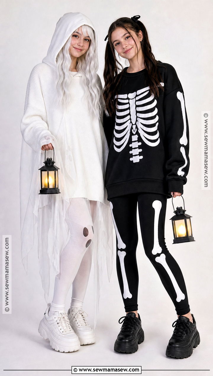 Ghost And Skeleton Costume - 40 halloween costumes teenage girl duo