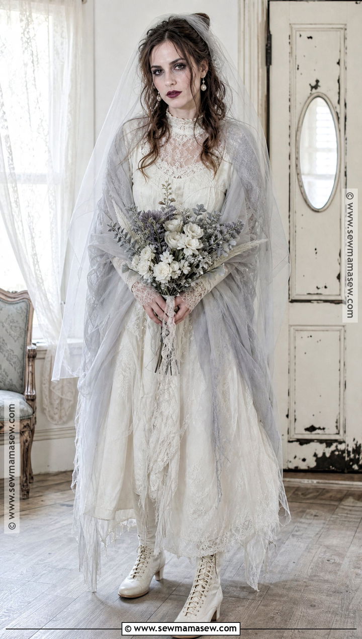 Ghost Bride Costume With White Lace Dress - 35 Halloween Costume Ideas for Women