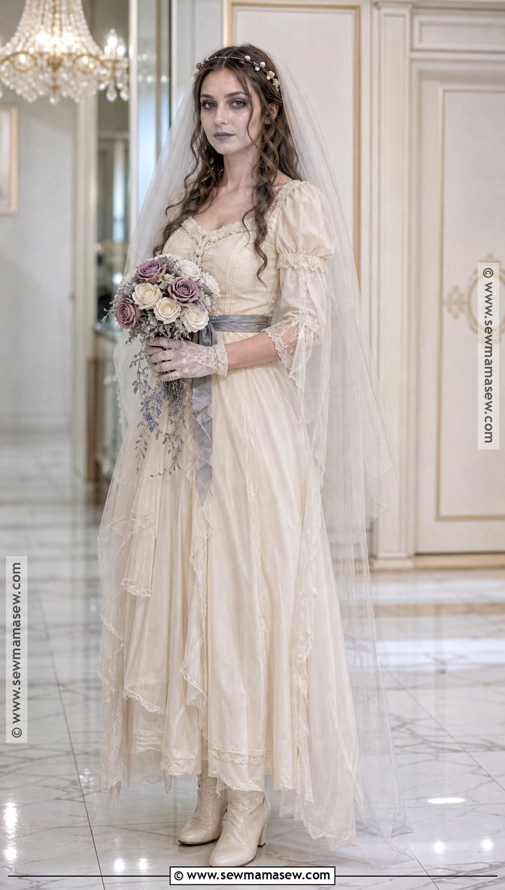 Ghost Bride Outfit With Flowing Veil - 35 Ghost Outfit Ideas