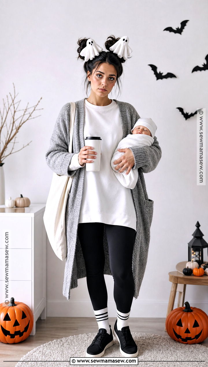 Ghost Bun Tired Mom Costume - 30 Tired Mom Costume Ideas