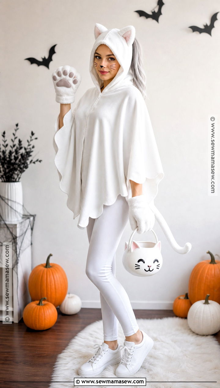 Ghost Cat Costume With Ears And Tail - 35 ghost halloween costume ideas