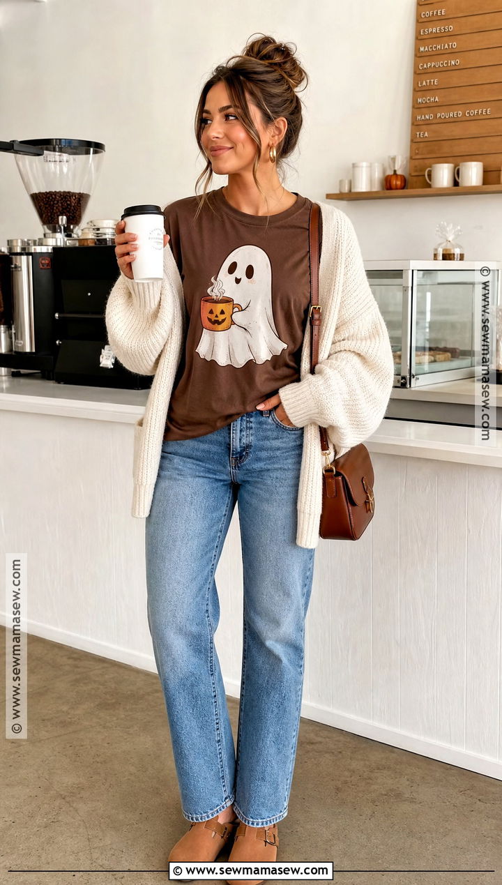 Ghost Coffee Halloween Shirt - 30 Halloween Shirt Design Ideas