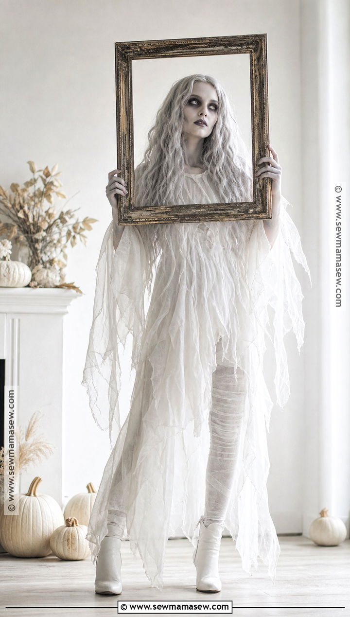 Ghost Costume With Flowing White Layers - 50 scary halloween costume ideas