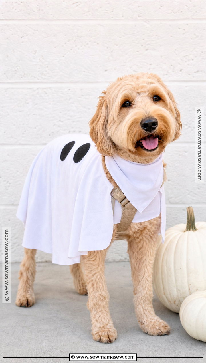 Ghost Dog Costume With White Cape - 35 dog costume ideas