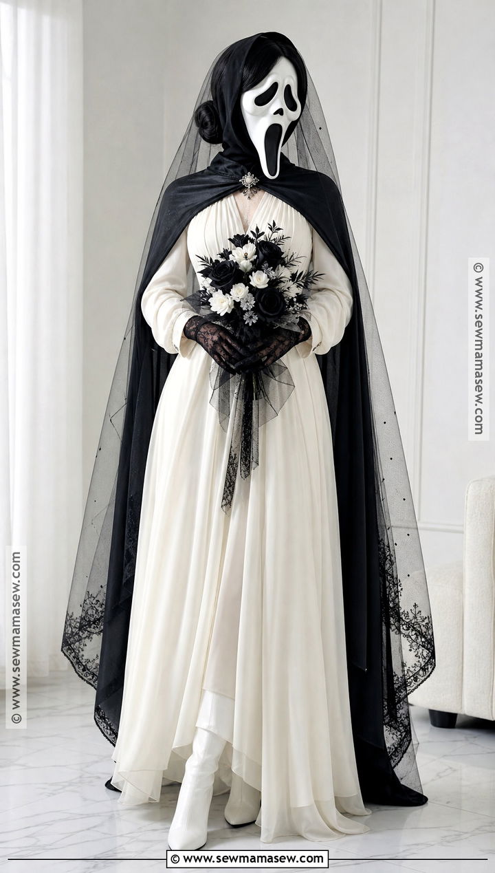 Ghost Face Bride Costume With Black Veil - 45 ghost face costume ideas for women