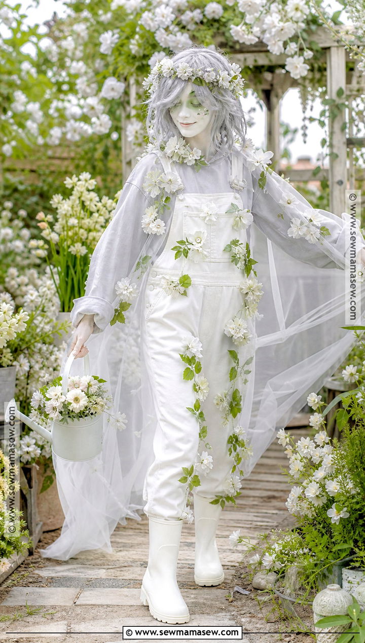 Ghost Gardener Costume With Flower Crown - 35 ghost halloween costume ideas