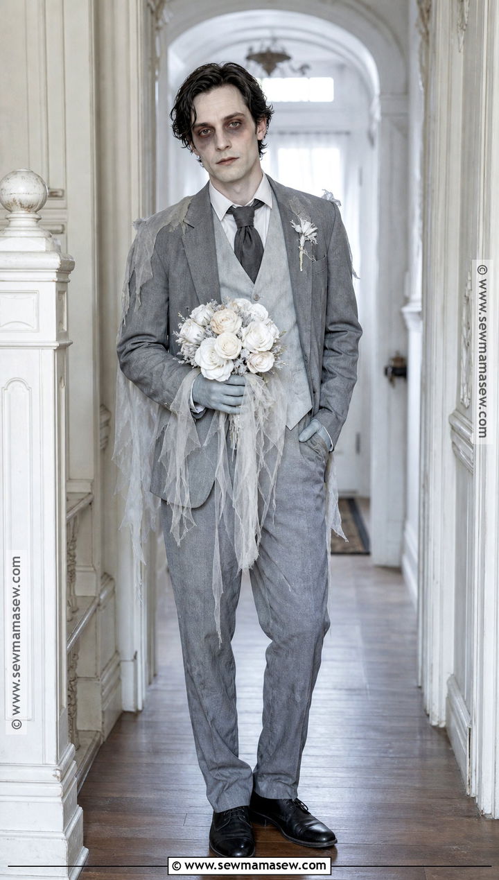 Ghost Groom Costume With Gray Suit - 30 men's halloween costumes