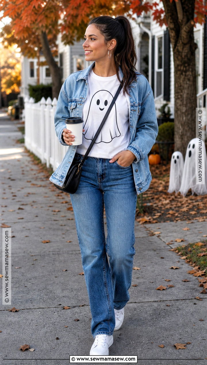 Ghost Halloween T Shirt With Straight Leg Jeans - 30 halloween tshirt ideas