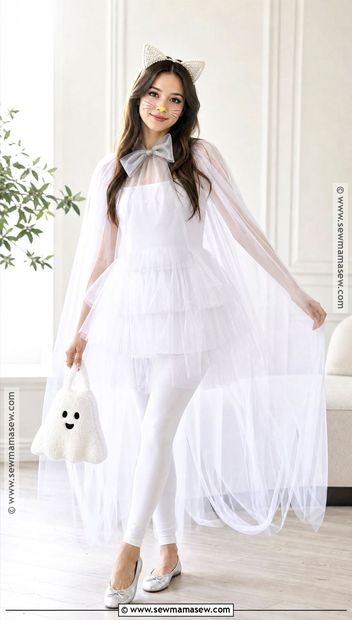 Ghost Hello Kitty Costume With White Tulle - 40 hello kitty halloween costume ideas