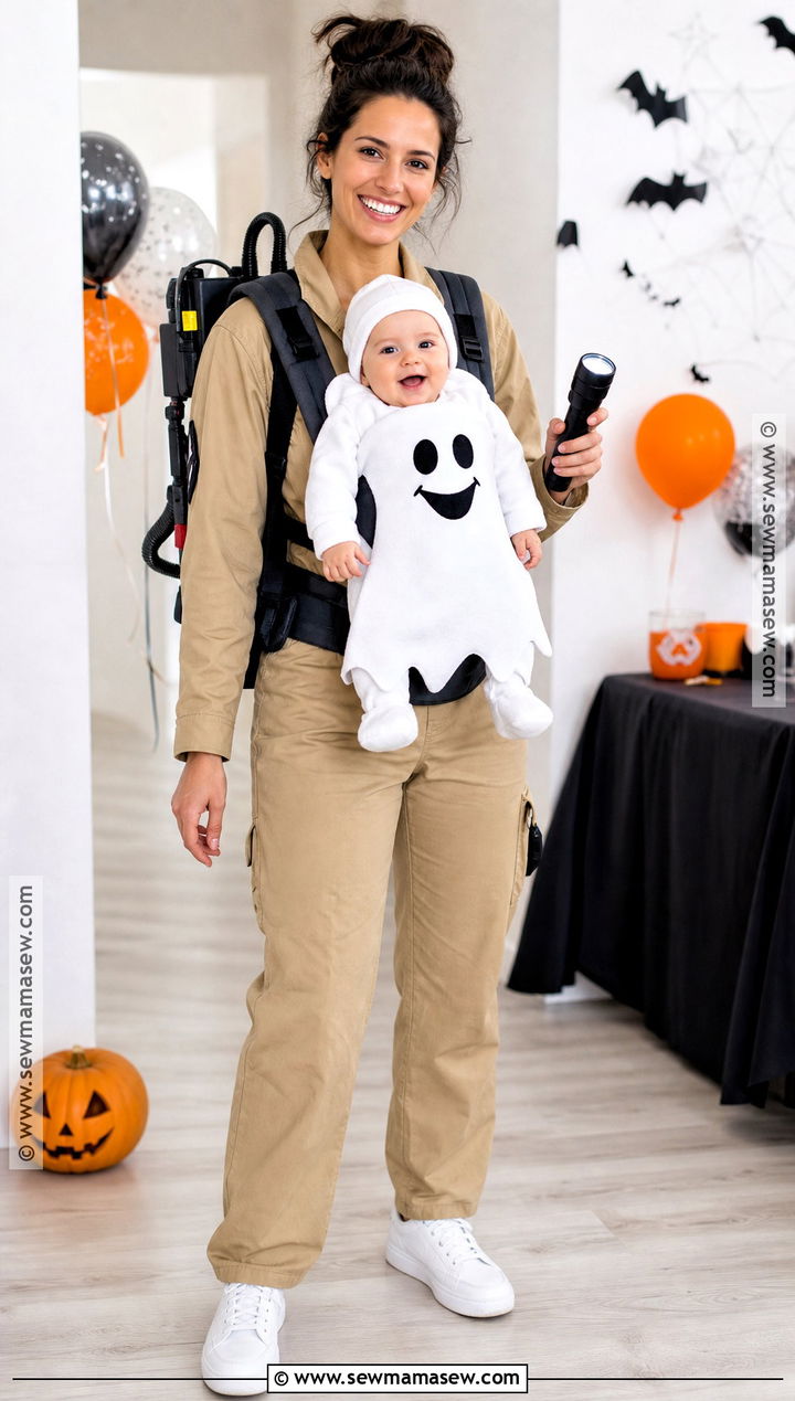 Ghost Hunter And Baby Ghost Costume - 30 mom and baby costumes