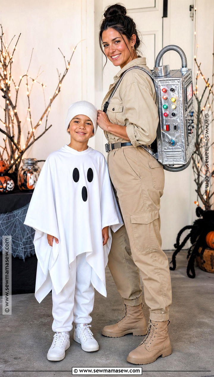 Ghost Hunter And Friendly Ghost Costume - 30 mom and son costume ideas