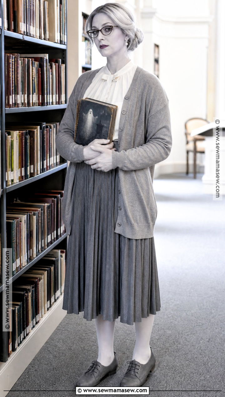 Ghost Librarian Costume With Cardigan - 35 ghost halloween costume ideas