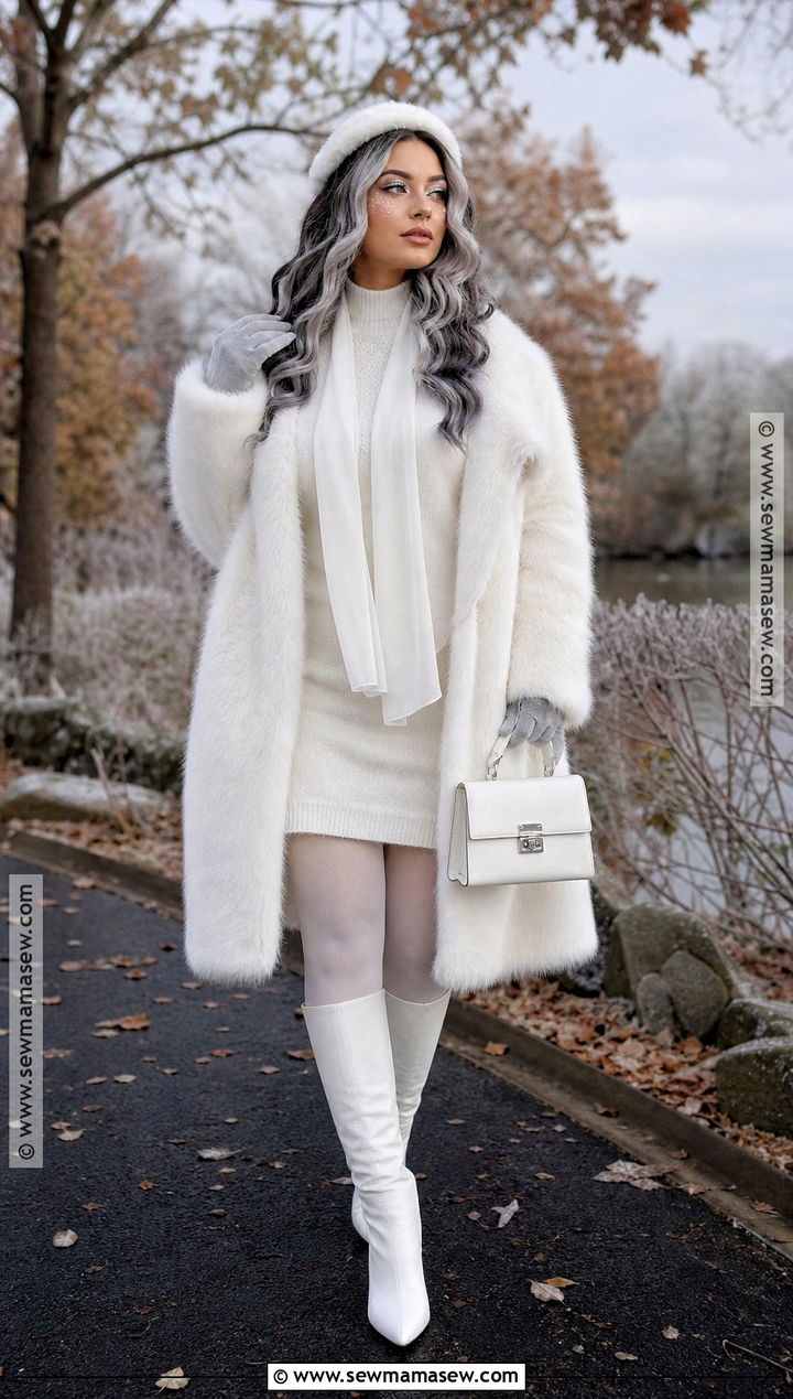 Ghost Outfit With Faux Fur Coat - 30 Ghost Outfit Ideas