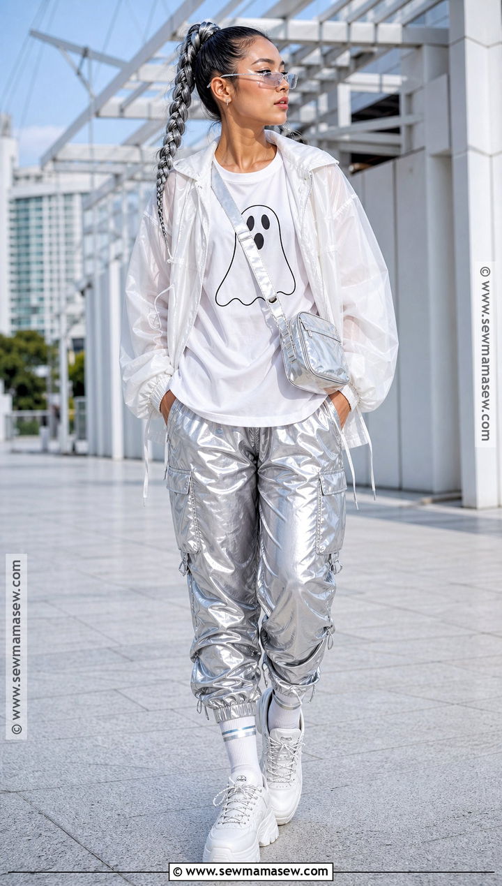 Ghost Outfit With Silver Cargo Pants - 30 Ghost Outfit Ideas