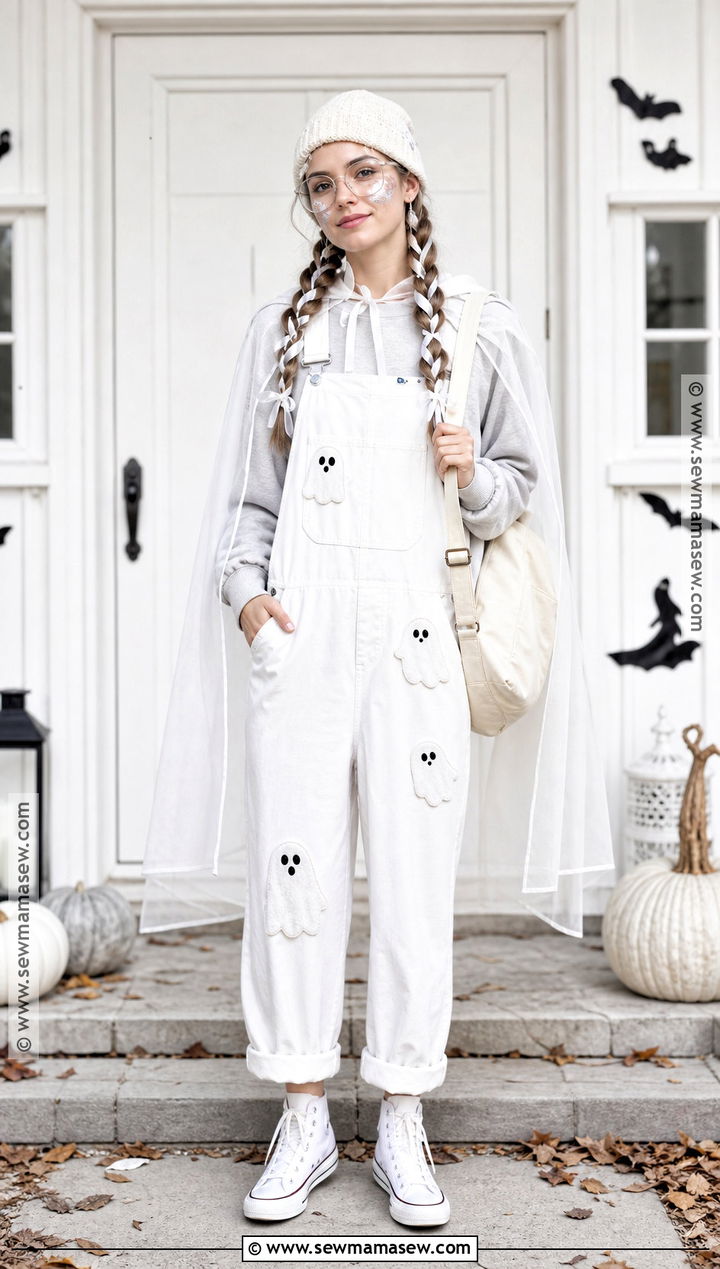 Ghost Outfit With White Overalls - 30 Ghost Outfit Ideas