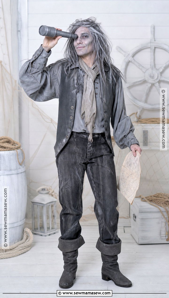 Ghost Pirate Costume With Gray Layers - 30 last minute pirate costume ideas
