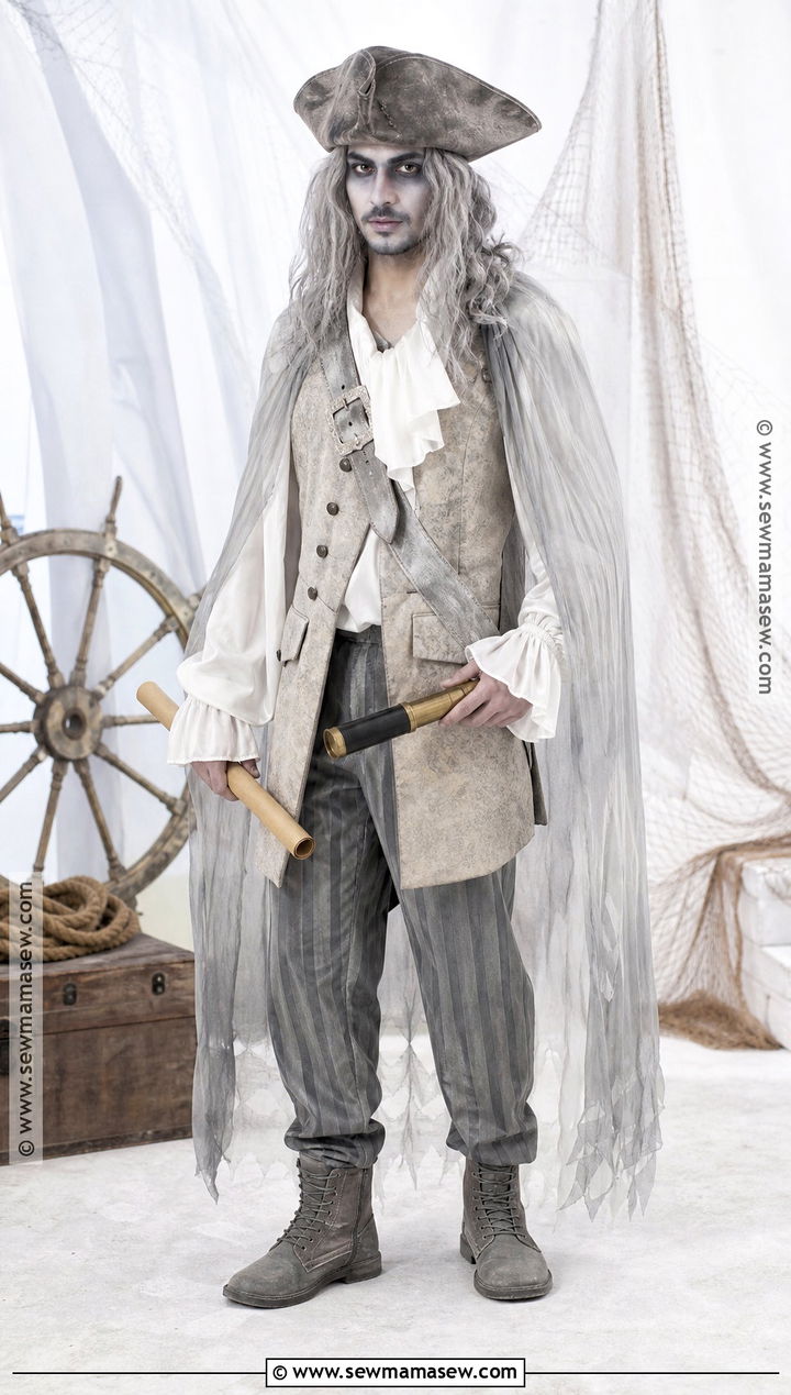 Ghost Pirate Costume With Striped Pants - 35 ghost halloween costume ideas