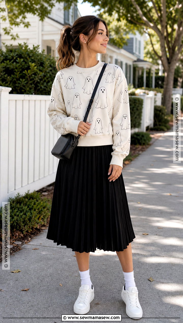 Ghost Print Sweatshirt Halloween Outfit - 30 Halloween Fashion Ideas