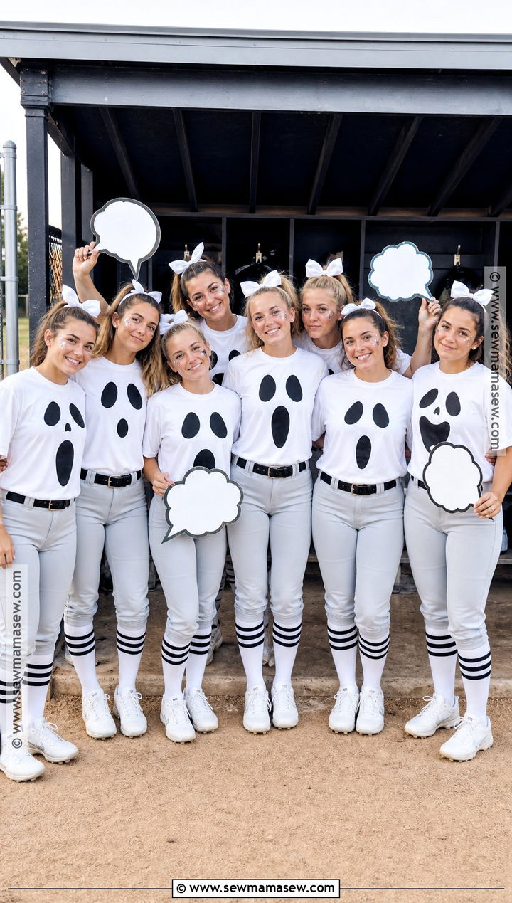 Ghost Softball Team Costume - 35 softball team halloween costume ideas
