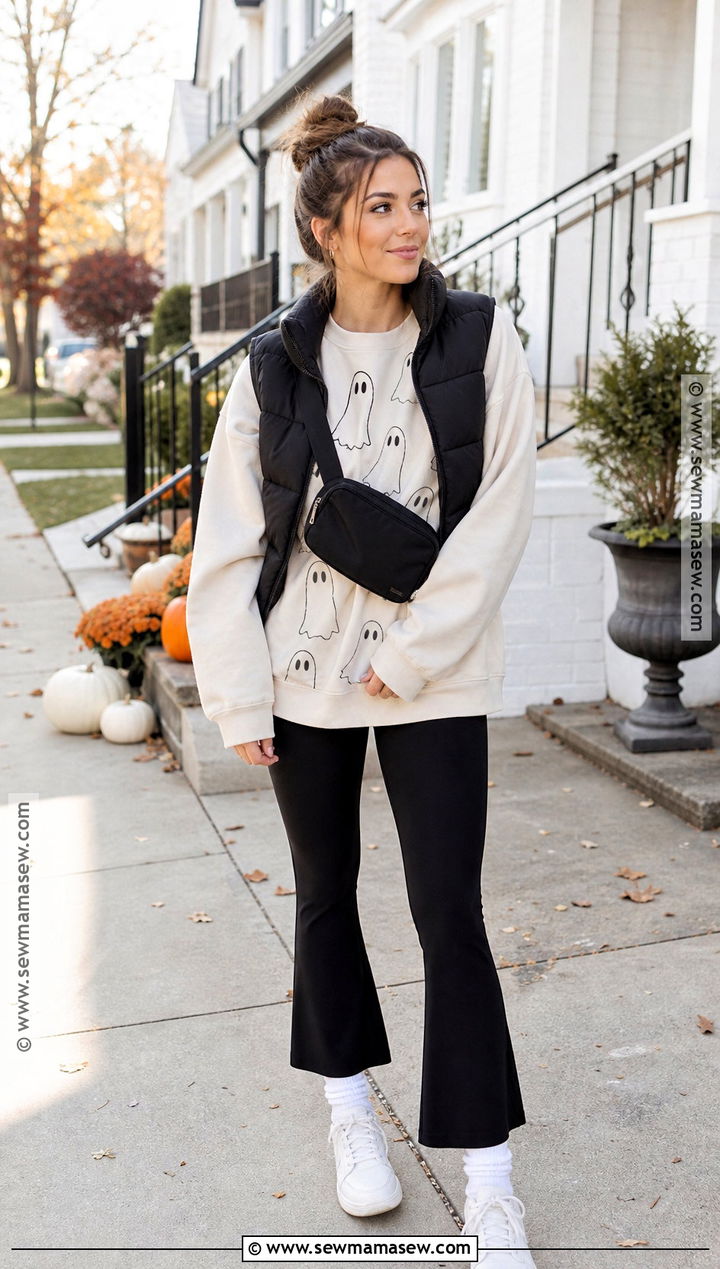 Ghost Sweatshirt And Leggings Outfit - 35 casual halloween outfits