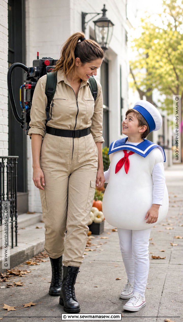 Ghostbuster And Marshmallow Costume - 35 mommy and me halloween costumes