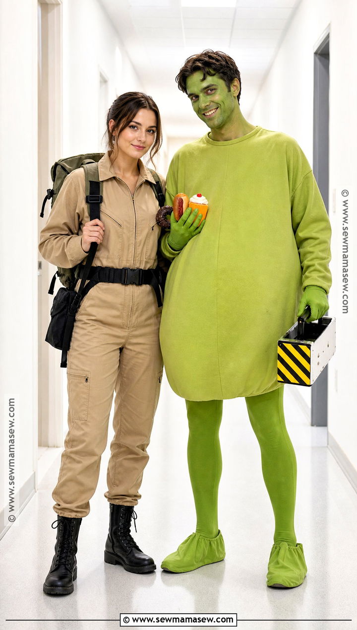Ghostbuster And Slimer Couple Costume - 40 ghostbusters costume ideas
