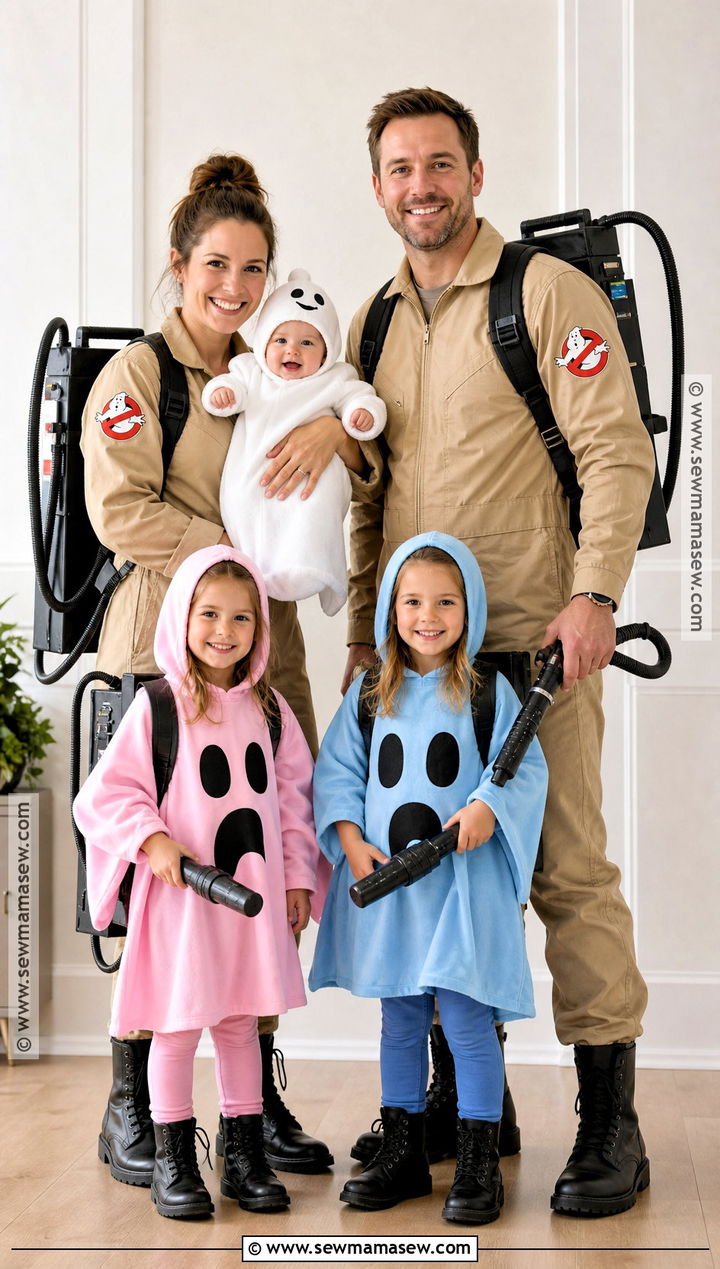 Ghostbusters Family Costume With Baby Ghost - 40 family costumes with for babies