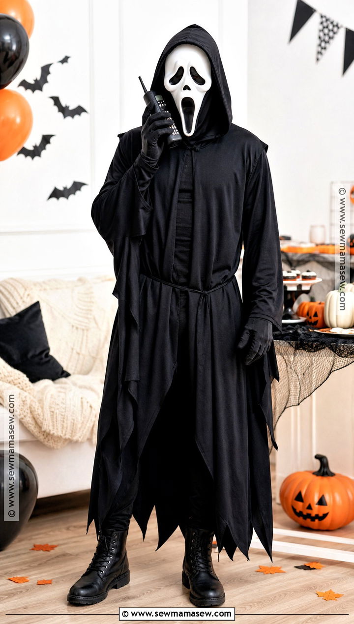 Ghostface Costume With Black Hooded Robe - 30 scary movie costumes