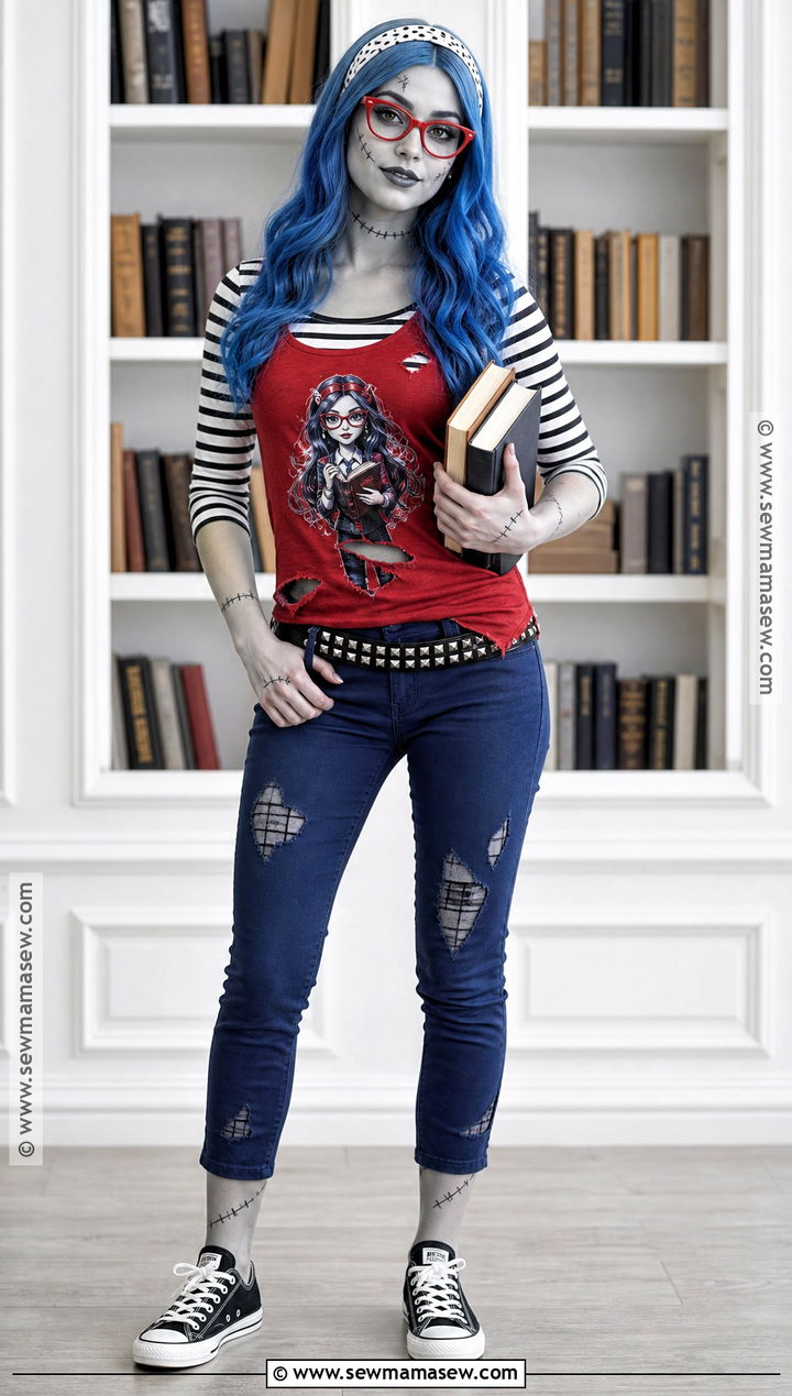 Ghoulia Yelps Costume With Red Glasses - 40 monster high costumes