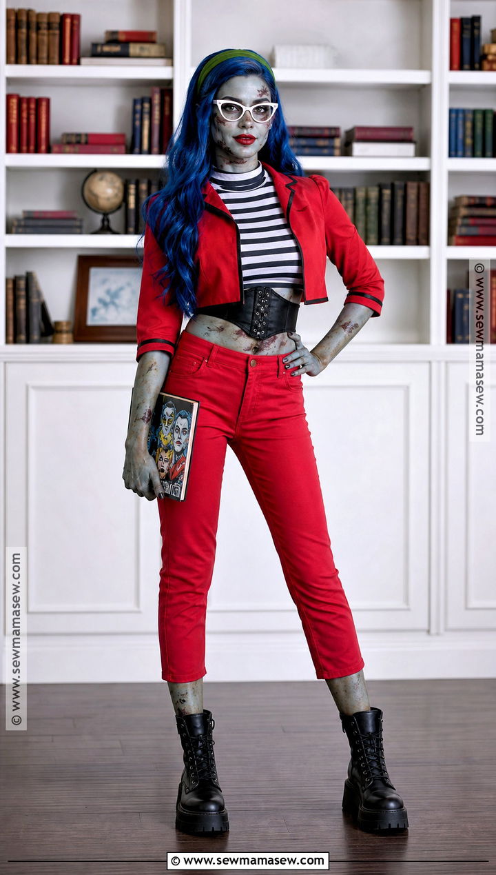 Ghoulia Yelps Costume With Red Pants - 35 Monster High Dolls Costume Ideas