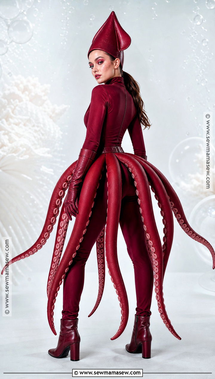 Giant Squid Costume With Red Tentacles - 30 under the sea costumes for women