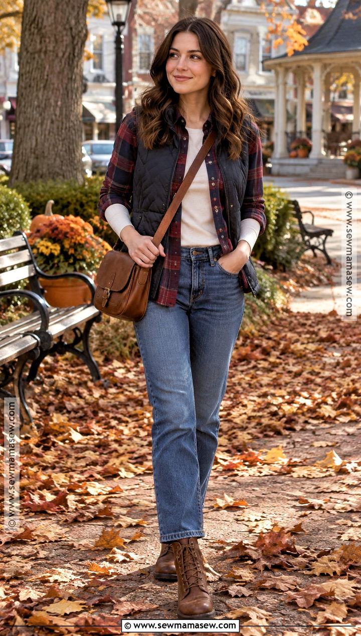 Gilmore Girls Plaid Shirt And Straight Jeans Outfit - 20 Gilmore Girls Fall Outfits