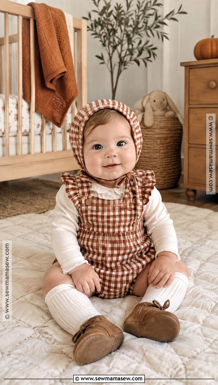 Gingham Bubble Romper Outfit - 15 Baby First Thanksgiving Outfit Ideas