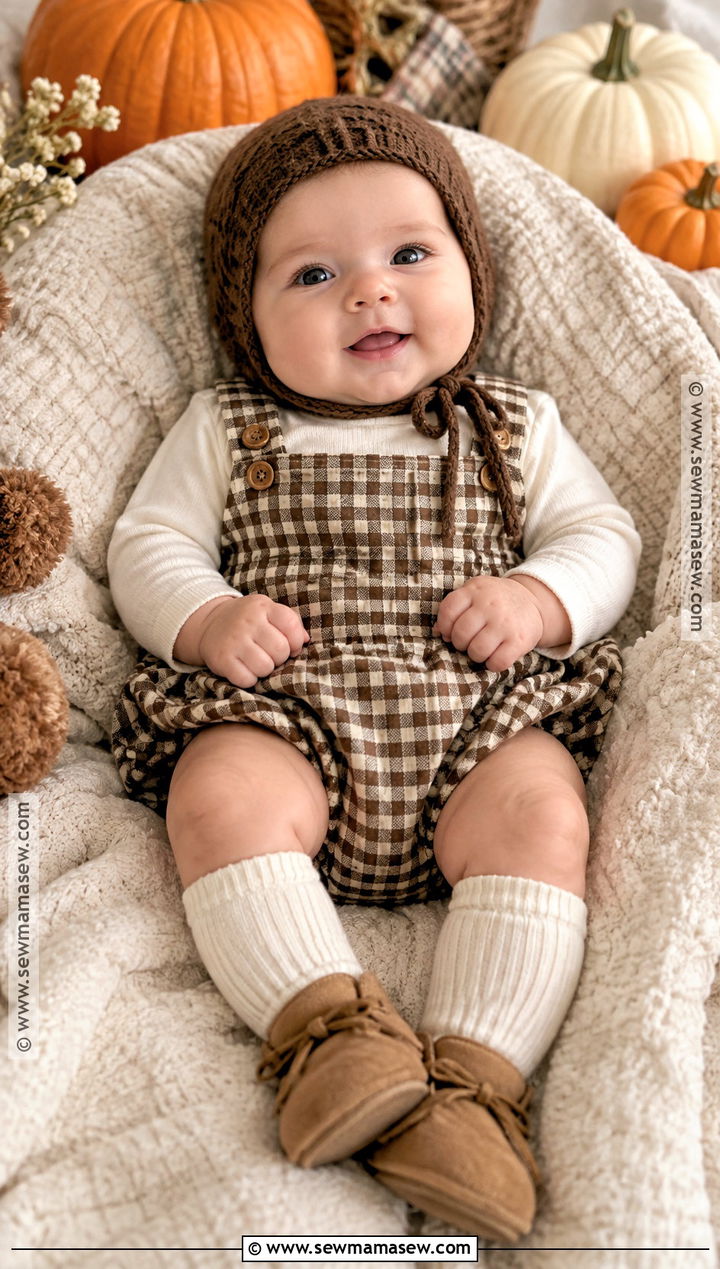 Gingham Bubble Romper Thanksgiving Outfit - 15 3 month thanksgiving outfit ideas