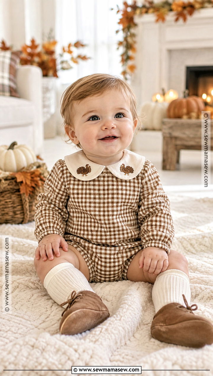 Gingham Bubble Romper and Knee Socks - 15 first thanksgiving outfit ideas for boys