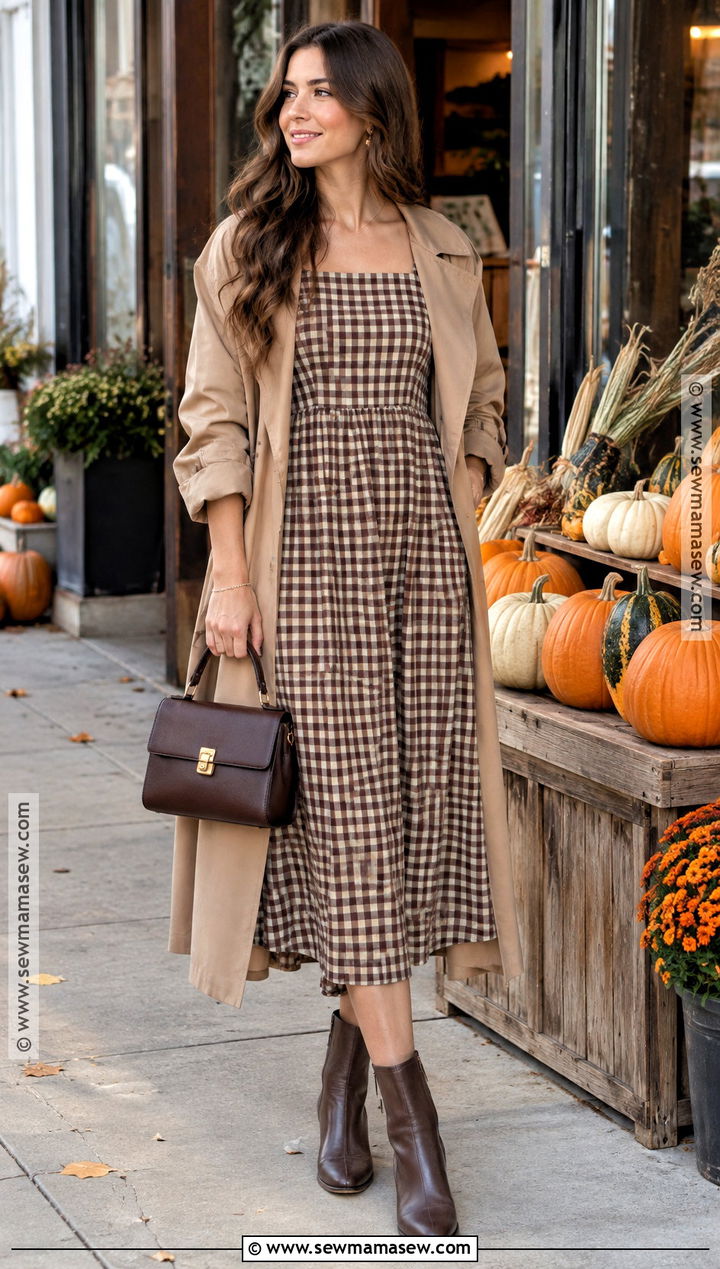 Gingham Midi Dress Pumpkin Patch Outfit - 20 pumpkin patch dress ideas