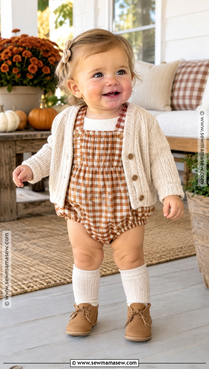 Gingham Romper Thanksgiving Baby Outfit - 15 thanksgiving baby outfits