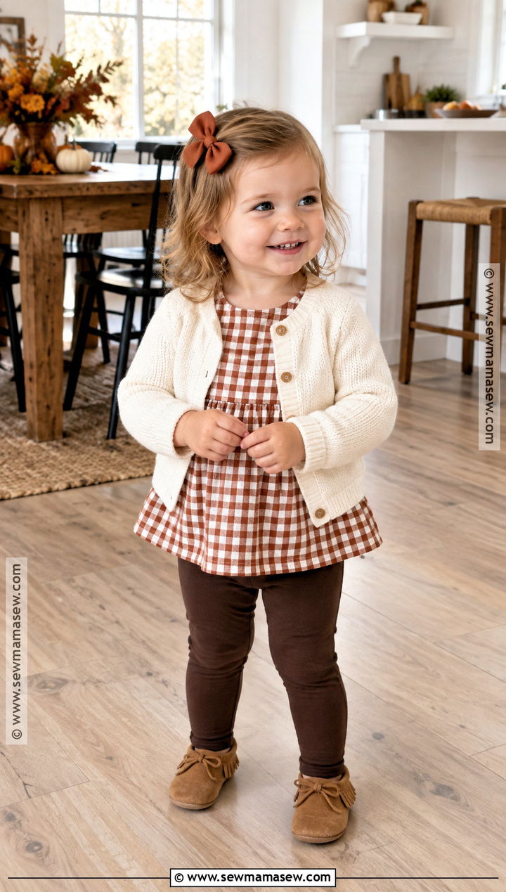 Gingham Top And Leggings Toddler Girl Thanksgiving Outfit - 15 Thanksgiving Toddler Girl Outfit Ideas