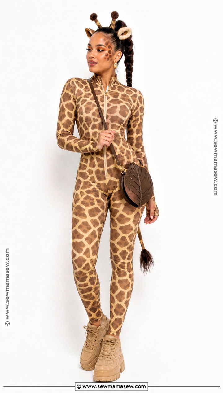 Giraffe Costume With Printed Jumpsuit - 30 Animal Halloween Costumes for Women