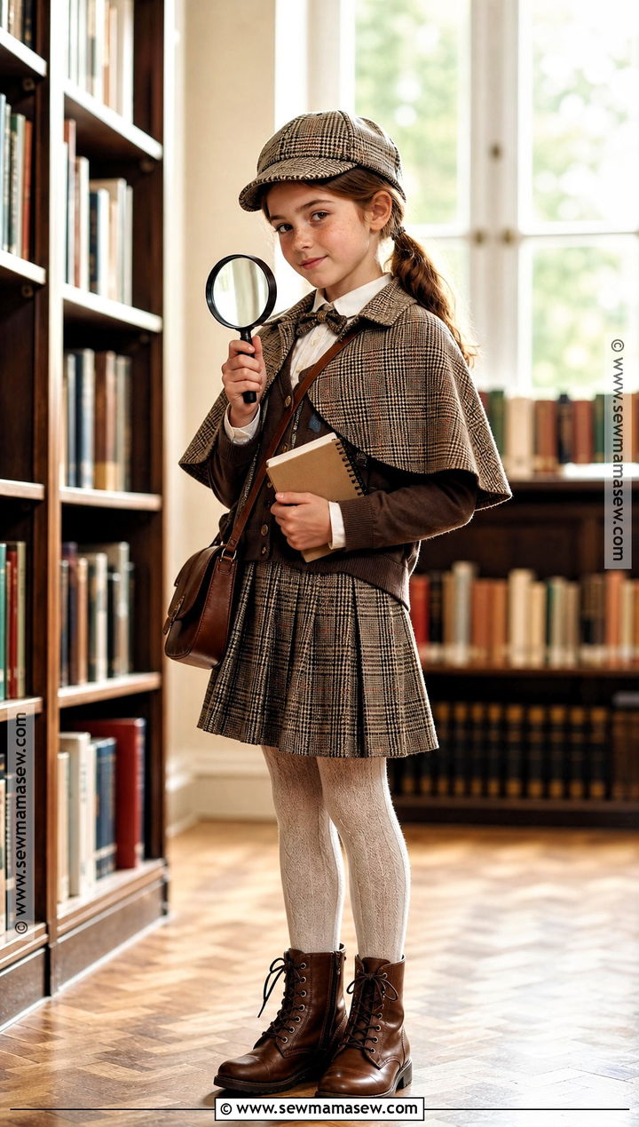 Girl Detective Costume With Plaid Cape - 30 Cute Girl Halloween Costumes