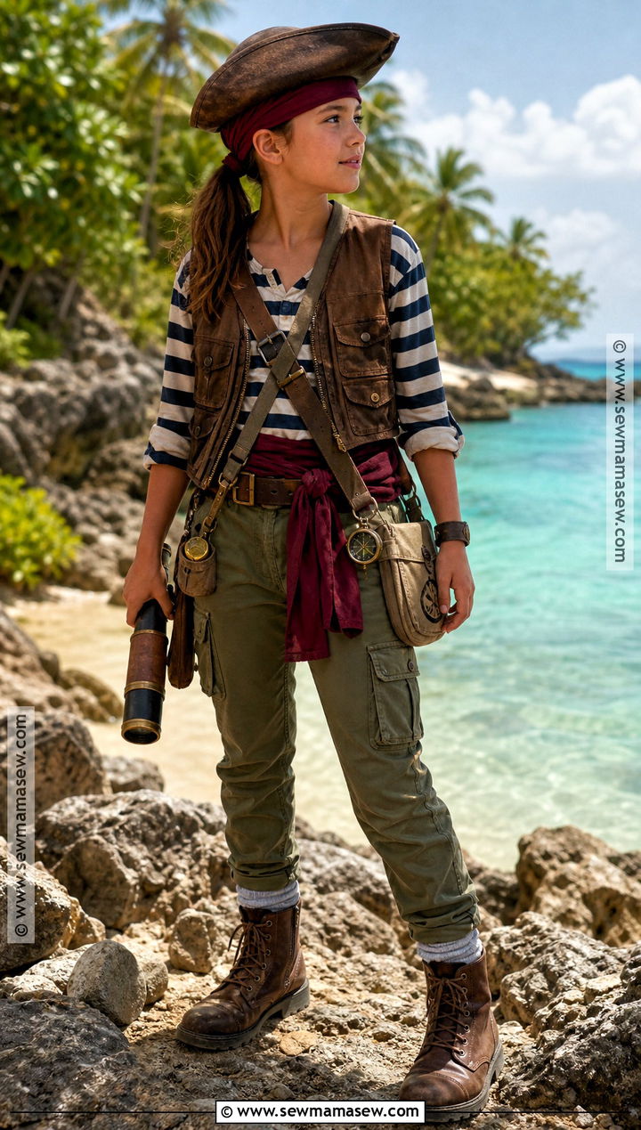 Girl Pirate Explorer Costume With Utility Belt - 30 Girls Pirate Costume Ideas